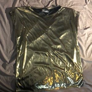 Metallic Golden Sleeveless Shirt